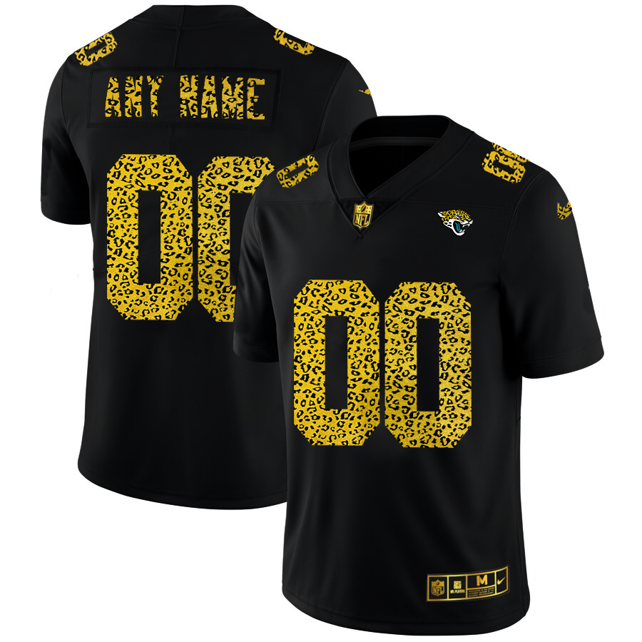 Jacksonville Jaguars Custom Men Nike Leopard Print Fashion Vapor Limited NFL Jersey Black